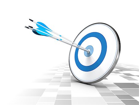 simsearch:400-05886910,k - Three arrows in the center of a blue target, modern checker background. Image suitable for illustration of strategic business solutions or corporate strategy purpose. Foto de stock - Super Valor sin royalties y Suscripción, Código: 400-07309295