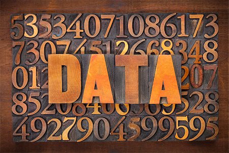 simsearch:400-07179122,k - data word in vintage letterpress wood type against number background Stock Photo - Budget Royalty-Free & Subscription, Code: 400-07309462