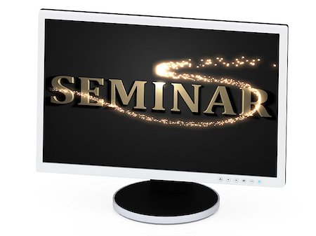 SEMINAR 3d inscription with luminous spark on screen of the computer Stock Photo - Budget Royalty-Free & Subscription, Code: 400-07309494