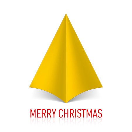 Abstract yellow paper Christmas tree on white background. Stock Photo - Budget Royalty-Free & Subscription, Code: 400-07309563