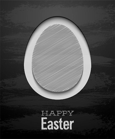Easter card with egg - Chalkboard. Vector illustration. Stock Photo - Budget Royalty-Free & Subscription, Code: 400-07309695