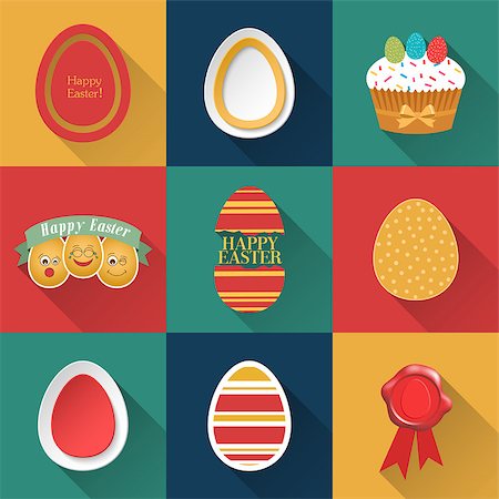 frohe ostern - Set of Easter objects. Vector illustration. Foto de stock - Super Valor sin royalties y Suscripción, Código: 400-07309702