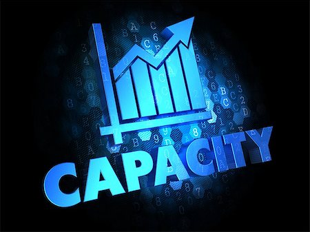 simsearch:400-07338798,k - Capacity with Growth Chart - Blue Color Text on Dark Digital Background. Stock Photo - Budget Royalty-Free & Subscription, Code: 400-07309751