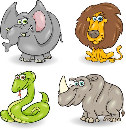 simsearch:400-09121641,k - Cartoon Illustration of Cute Wild Animals Set Foto de stock - Super Valor sin royalties y Suscripción, Código: 400-07309800