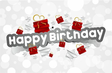 Happy Birthday Greeting Card With Stars vector illustration Stock Photo - Budget Royalty-Free & Subscription, Code: 400-07309824