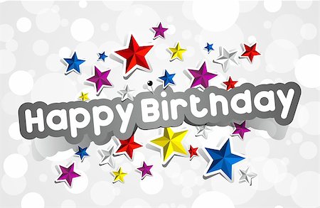 Happy Birthday Greeting Card With Stars vector illustration Stock Photo - Budget Royalty-Free & Subscription, Code: 400-07309825