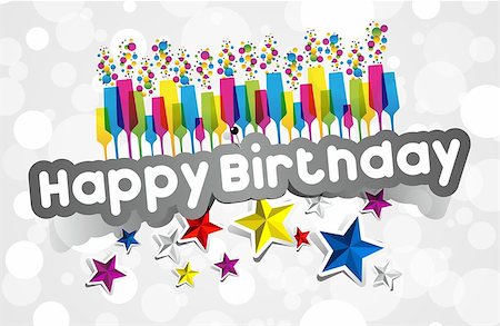 simsearch:400-04895179,k - Happy Birthday Greeting Card With Stars vector illustration Stock Photo - Budget Royalty-Free & Subscription, Code: 400-07309826