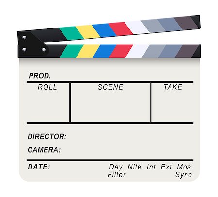 Vector illustration of a blank white and isolated movie clapperboard Stock Photo - Budget Royalty-Free & Subscription, Code: 400-07309992
