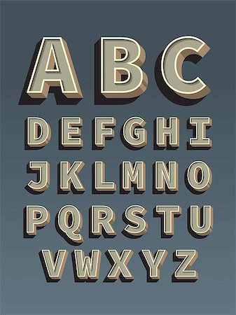 dimensional - Vector retro type font. Vintage alphabet Stock Photo - Budget Royalty-Free & Subscription, Code: 400-07300070