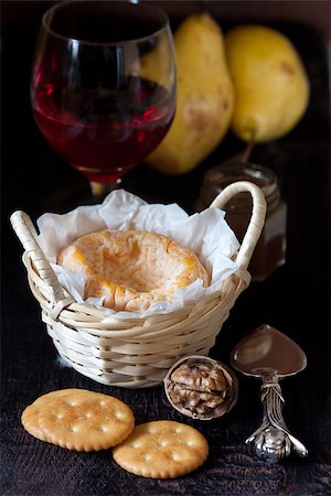 French cheese and red wine. Stock Photo - Budget Royalty-Free & Subscription, Code: 400-07300146