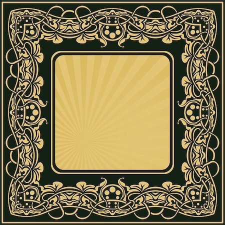 simsearch:400-08836820,k - Gold vintage frame with floral ornamental border Photographie de stock - Aubaine LD & Abonnement, Code: 400-07300204