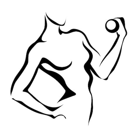 drawing girls body - Sketch of woman with dumbbell Foto de stock - Super Valor sin royalties y Suscripción, Código: 400-07300363