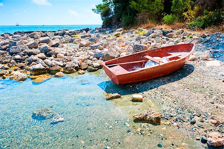 scenic seascape with old boat Stock Photo - Budget Royalty-Free & Subscription, Code: 400-07300445