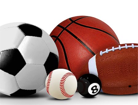 Sport and Leisure Balls over White Stock Photo - Budget Royalty-Free & Subscription, Code: 400-07300479