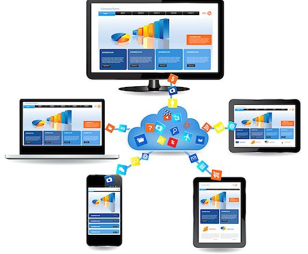 simsearch:400-07315184,k - Cloud computing concept design. Devices connected to the "cloud". Fotografie stock - Microstock e Abbonamento, Codice: 400-07300822