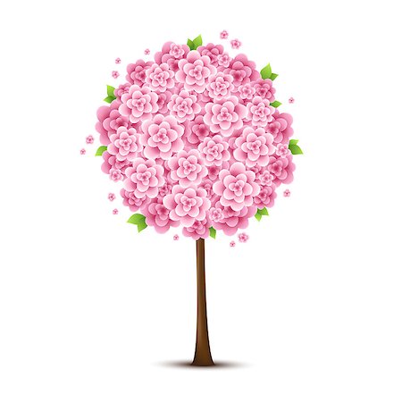 rose vector - Vector tree with pink flowers on a white background Foto de stock - Super Valor sin royalties y Suscripción, Código: 400-07300852