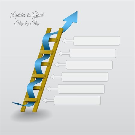 Abstract illustration of a ladder to success with blue arrow. Infographic vector for process steps, backgrounds, promotion, presentation, template and business. Foto de stock - Royalty-Free Super Valor e Assinatura, Número: 400-07300951