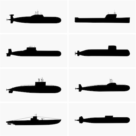 simsearch:400-06922670,k - Set of eight Submarines Stock Photo - Budget Royalty-Free & Subscription, Code: 400-07300966