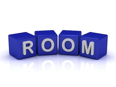 ROOM word on blue cubes on an isolated white background Stock Photo - Budget Royalty-Free & Subscription, Code: 400-07301003