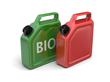 simsearch:400-07301125,k - Red canister and green bio fuel jerry can isolated on white background Stockbilder - Microstock & Abonnement, Bildnummer: 400-07301087