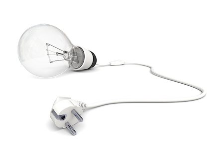 Illustration of lightbulb with disconnected power cord isolated on white background Photographie de stock - Aubaine LD & Abonnement, Code: 400-07301141