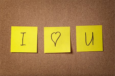 three reminder sticky notes i love you text, love theme Stock Photo - Budget Royalty-Free & Subscription, Code: 400-07301294