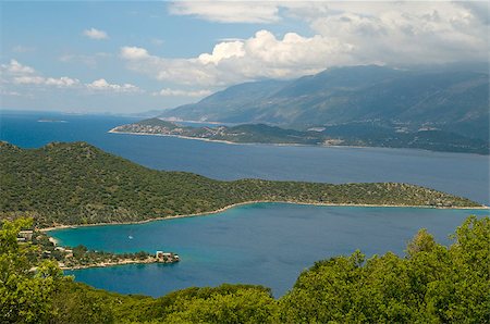 simsearch:400-05052257,k - view of  Mediterranean in the spring time. Blue sea and islands are in the background,  lush vegetation are in the foreground. Stock Photo - Budget Royalty-Free & Subscription, Code: 400-07301713