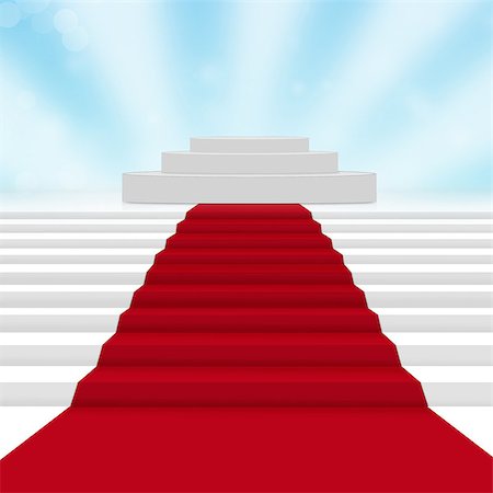 Empty white podium with red carpet Fotografie stock - Microstock e Abbonamento, Codice: 400-07301838