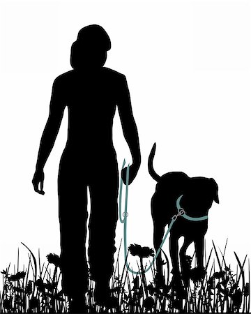 Walking with dog in the meadow Foto de stock - Super Valor sin royalties y Suscripción, Código: 400-07301903