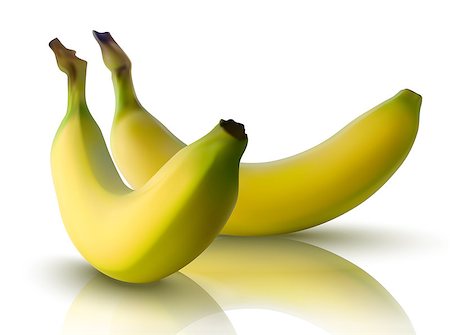 simsearch:400-07049186,k - realistic illustration of bananas with reflection - vector illustration Foto de stock - Royalty-Free Super Valor e Assinatura, Número: 400-07302132