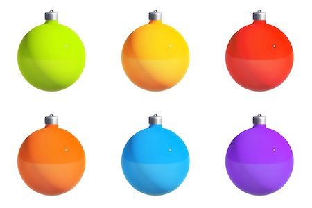 Colorful Christmas / New Year's ornaments isolated on white. Paths included. Foto de stock - Royalty-Free Super Valor e Assinatura, Número: 400-07302442