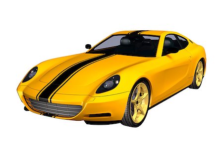 sports car moving luxury - 3D digital render of a yellow sportscar isolated on white background Stock Photo - Budget Royalty-Free & Subscription, Code: 400-07302514