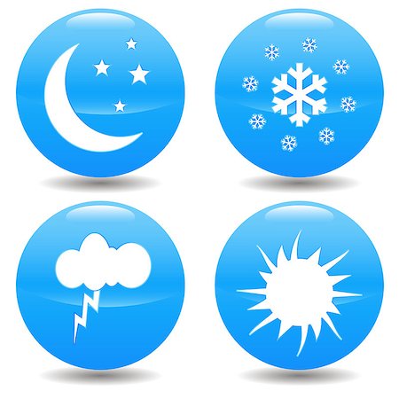 simsearch:400-07406394,k - Blue weather icons set on a thite background Stockbilder - Microstock & Abonnement, Bildnummer: 400-07302976