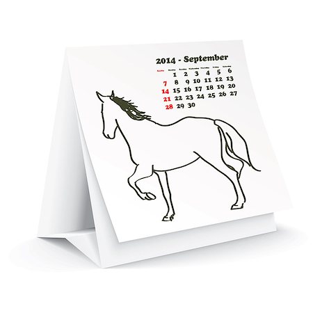 simsearch:400-07056019,k - September 2014 desk horse calendar - vector illustration Fotografie stock - Microstock e Abbonamento, Codice: 400-07303138