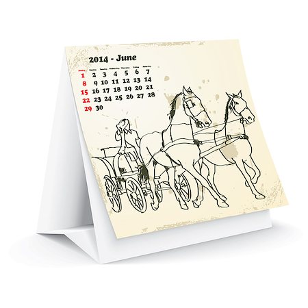 simsearch:400-06767656,k - June 2014 desk horse calendar - vector illustration Stock Photo - Budget Royalty-Free & Subscription, Code: 400-07303147