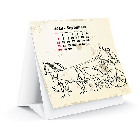 simsearch:400-06767658,k - September 2014 desk horse calendar - vector illustration Photographie de stock - Aubaine LD & Abonnement, Code: 400-07303150