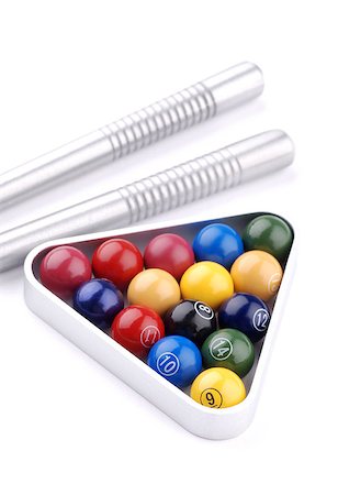 simsearch:400-08156505,k - billiard balls with sticks on a white background Fotografie stock - Microstock e Abbonamento, Codice: 400-07303973