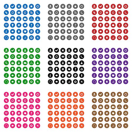 Colorful round web icons in various colors Stock Photo - Budget Royalty-Free & Subscription, Code: 400-07314375