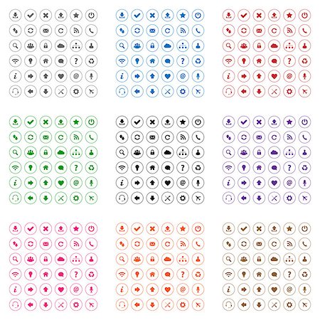 Set of flat design web icons in various colors Foto de stock - Super Valor sin royalties y Suscripción, Código: 400-07314377