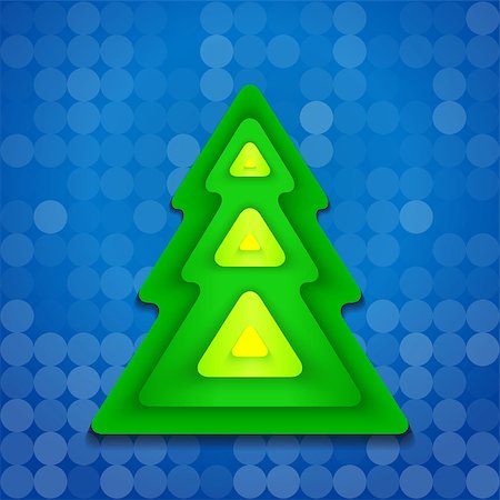 symbols modern art - abstract green christmas tree on blue background rounded corners shapes Photographie de stock - Aubaine LD & Abonnement, Code: 400-07314601