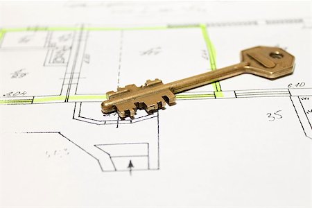 simsearch:400-04980137,k - Close up to key on house plan Stock Photo - Budget Royalty-Free & Subscription, Code: 400-07314767