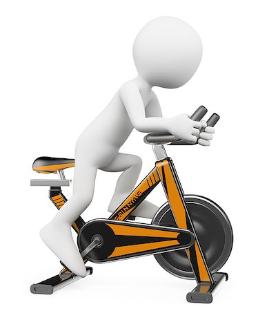 simsearch:400-04027186,k - 3d white people. Man in a gym doing spinning on a bike. Isolated white background. Stockbilder - Microstock & Abonnement, Bildnummer: 400-07314889