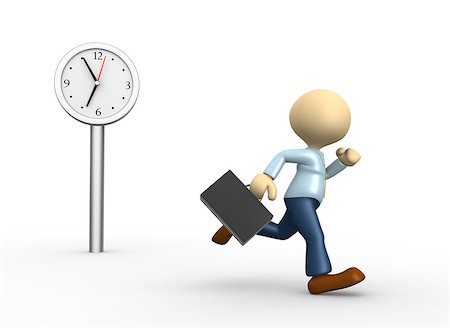 3d people - man, person running. Businessman and a clock Stock Photo - Budget Royalty-Free & Subscription, Code: 400-07315162