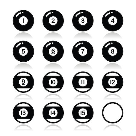 simsearch:400-07899385,k - Vector icons set of pool balls isolated on white Stock Photo - Budget Royalty-Free & Subscription, Code: 400-07315314