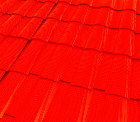 3d red roof tiles Stock Photo - Budget Royalty-Free & Subscription, Code: 400-07315400