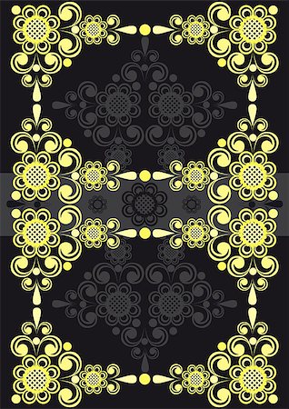 simsearch:400-07558492,k - Illustration of abstract floral ornament on black background Fotografie stock - Microstock e Abbonamento, Codice: 400-07315444