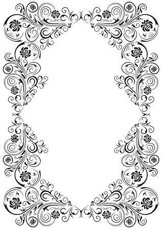 simsearch:400-08198402,k - Illustration of abstract floral frame in black color isolated Foto de stock - Super Valor sin royalties y Suscripción, Código: 400-07315457