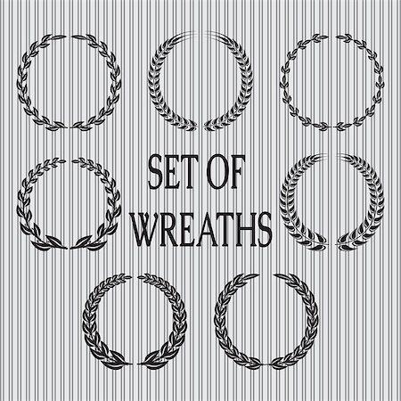 vector set  of wreaths with laurel leaves and spikelets Stock Photo - Budget Royalty-Free & Subscription, Code: 400-07315494