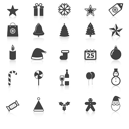Christmas icons with reflect on white background, stock vector Stock Photo - Budget Royalty-Free & Subscription, Code: 400-07315524