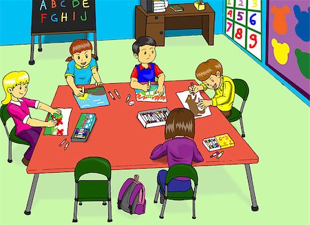 Illustration of a kindergarten classroom Foto de stock - Super Valor sin royalties y Suscripción, Código: 400-07315679